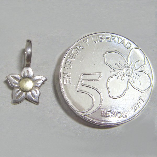 (p1356)Silver and gold pendant motif flower.